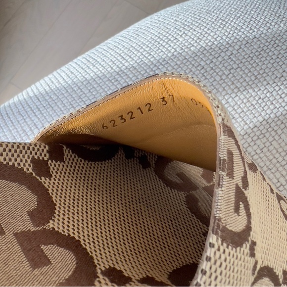 NWOB Gucci Angelina GG Logo Jacquard Coated Canvas Platform Slides Sandals - Picture 9 of 11